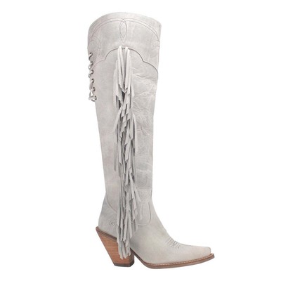 

Dingo Sky High Fringe Round Toe Cowboy Womens Off White Casual Boots DI604-100, Dingo Sky High Fringe Round Toe Cowboy