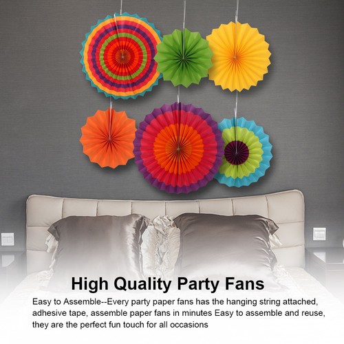 6pcs Mixed Size Hanging Tissue Paper Wheel Fan Wedding Birthday
