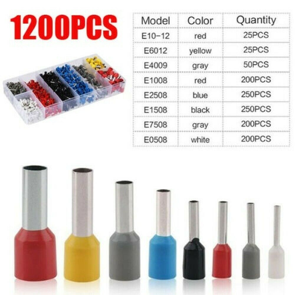 1200x Wire Terminal Crimp Connector Insulated Uninsulated Wire End Ferrules M25