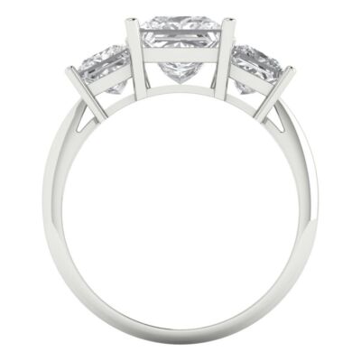 Pre-owned Pucci 3 Princess 3 Stone Lab Created Sapphire Bridal Statement Ring 14k White Gold