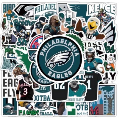 50 Philadelphia Eagles Vinyl Decals. Sticker Doodle SWAG Fun. Car, Bike, Mirror!