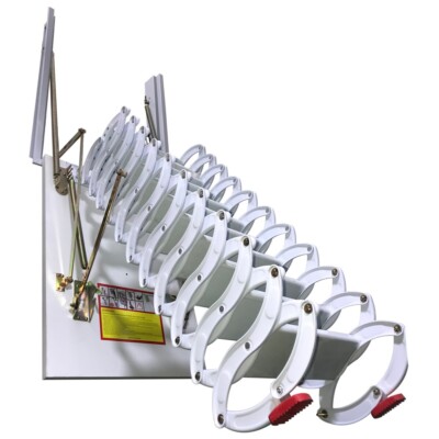 Retractable Folding  Stairs Concealed Penthouse  White Side-mounted Loft Wall L