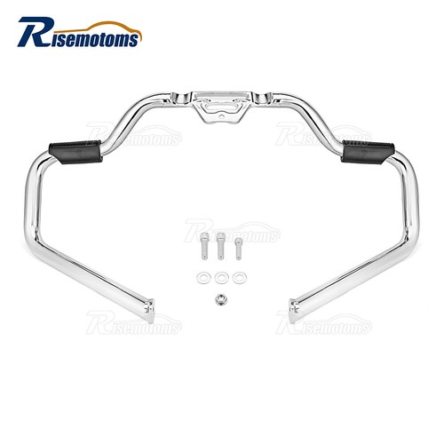 Chrome Black Mustache Engine Guard Highway Crash Bar For Harley Softail 2018-23