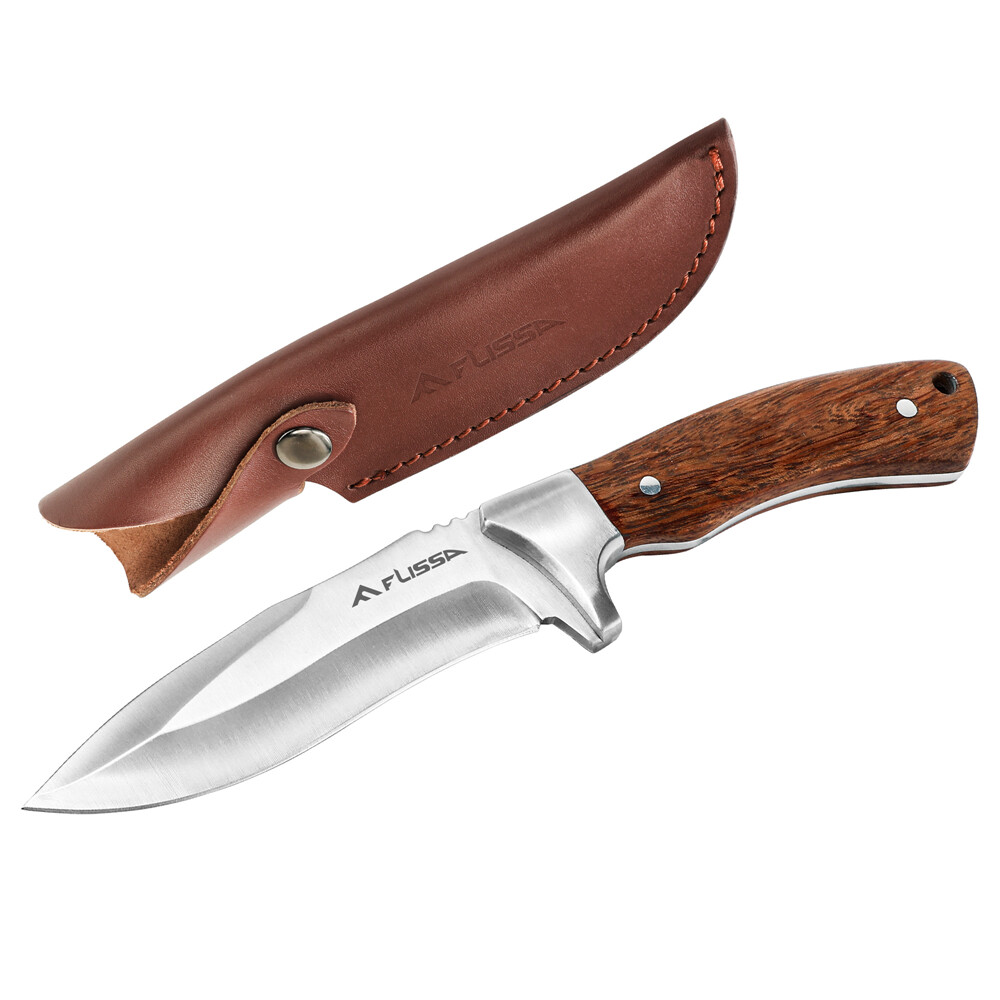 FLISSA Fixed Blade Knife w/Sheath Full Tang w/Stainless Steel Blade 4.8 inch NEW