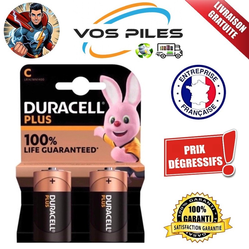 Piles Alcaline 1,5v Lr14 C Mn1400 Am2 R14 E93 7750 Mah 130 MÎ© ( Duracell Plus )
