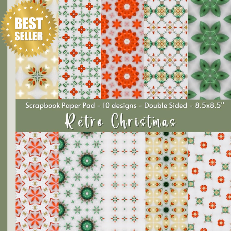 Retro Christmas Scrapbook Paper Pad, Festive Decorative Sheets for Papercrafts,