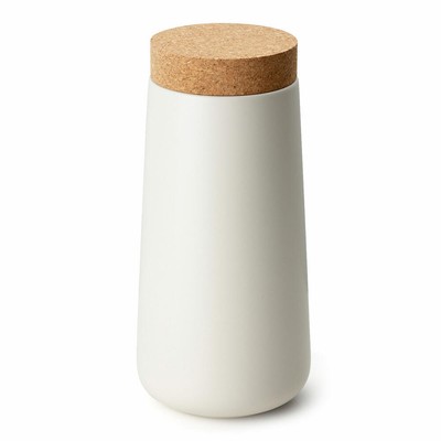 Continenta Keramikdose Korkdeckel Vorratsdose Vorratsbox Matt Weiß Ø 12.5 x 26cm