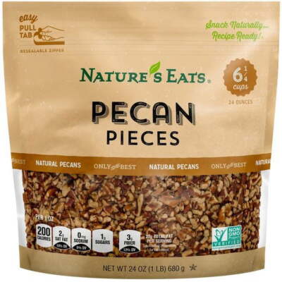 Nature's Eats Pecan Pieces 24 Ounce Convenient Resealable Pack Gluten Free