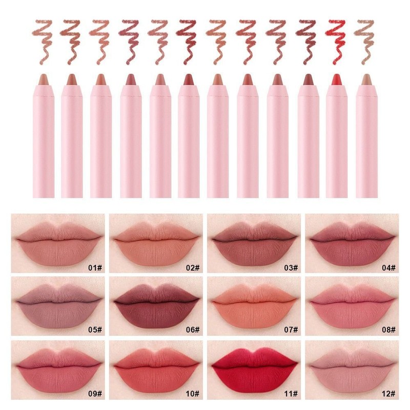 Nude Waterproof Matte Lasting Lipstick Lip Liner Pencil Lip Gloss Lip Liner Set
