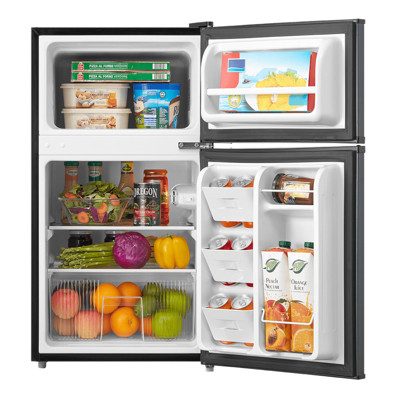 With Freezer, 3.2 Cu Ft, Stainless Steel, Versatile Compact