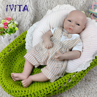 18''Full Silicone Reborn Baby Doll Girl and Boy Blue Eyes Lifelike Infant Xmas