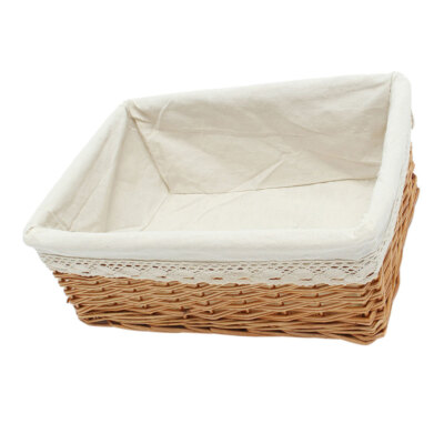 Multipurpose Rectangular Wicker Storage Basket with Removable Washable Liner