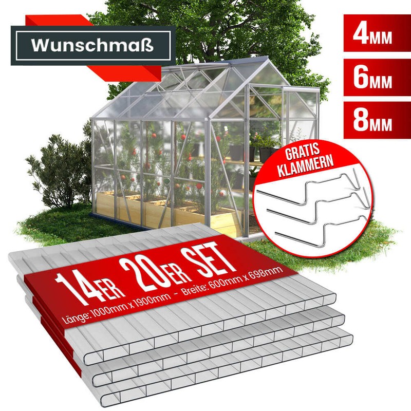 Gewächshausplatten SET 4  6  8mm Doppelstegplatten Stegplatten Hohlkammerplatten