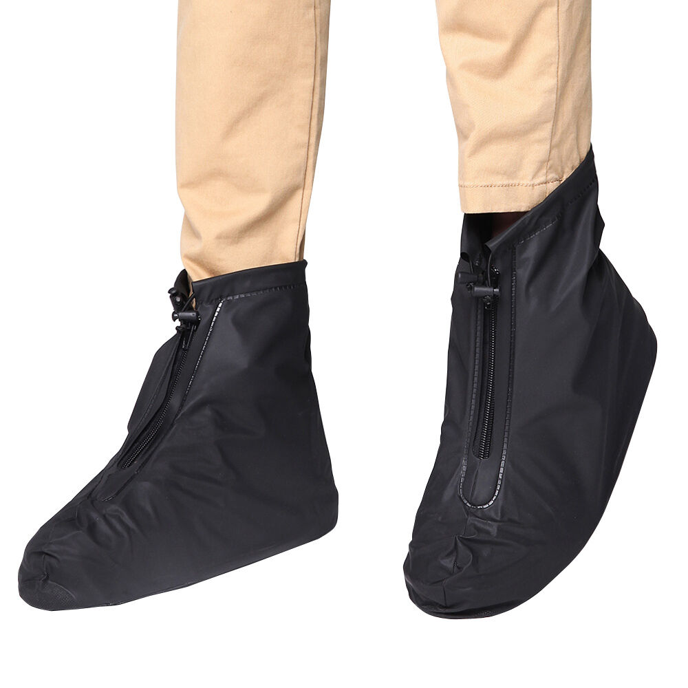 Reusable Rain Shoe Covers Bike Waterproof Zipper Overshoes Boots Gear AntiSlip