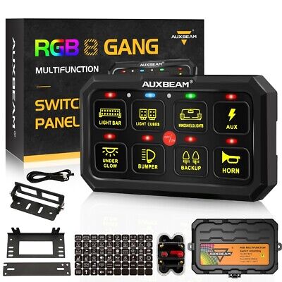 AUXBEAM RGB 8 Gang Switch Panel RA80 XL Auxiliary Circuit Control For Jeep Ford