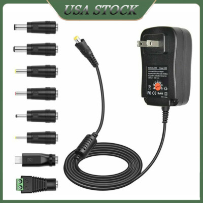 Universal AC/DC Adjustable Power Adapter Supply Charger for Electronics 3V-12W