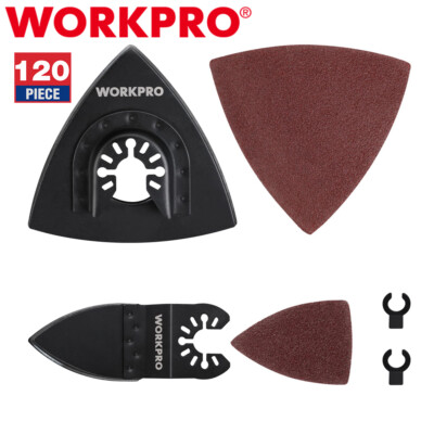 WORKPRO 124PCS Sanding 3-1/8'' Triangular Finger Oscillating Multi Tool Sand Pads