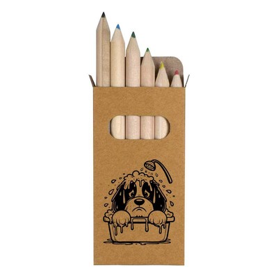 6 x 'Dog Bath Time' Short 85mm Pencils / Coloured Pencil Set (PE00069596)
