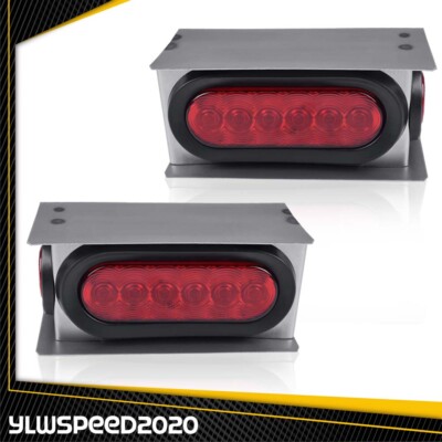 Fit For Truck Red LED Trailer Steel Box Kit W/ 6'' Oval Tail Light 2'' Marker Lamp