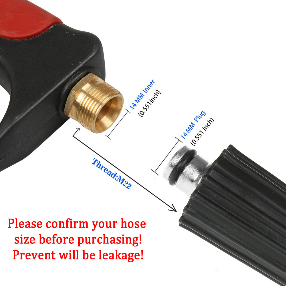 4000PSI High Pressure Power Washer Spray Gun Wand Lance Nozzle Tips Hose Kit M22