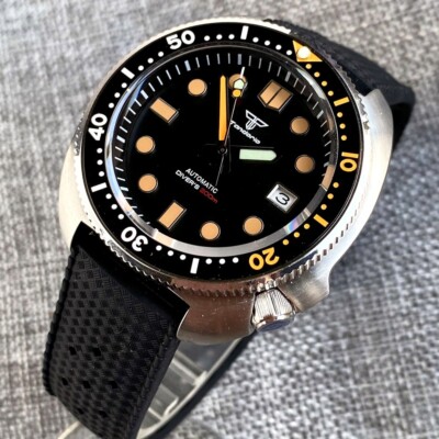 44mm NH35A Auto Mens Watch 20ATM Sapphire Glass Lume Orange Marks Date C3 hands