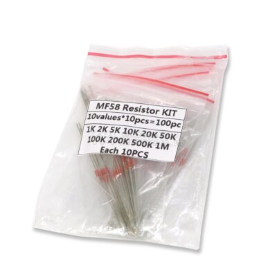 100pcs MF58 NTC Thermistor Resistor Kit 1K 2K 5K 10K 20K 50K 100K 200K 500K 1M