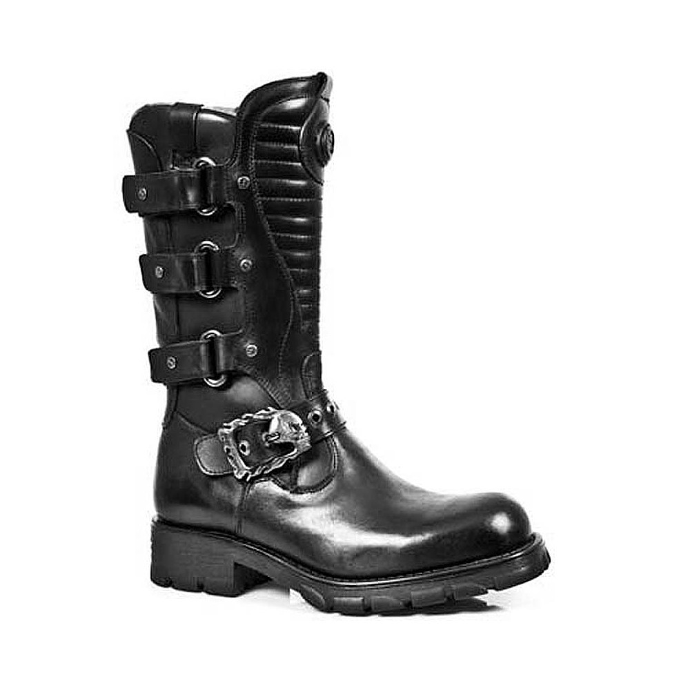 Preowned New Rock Rock M.7604s1 Leather Biker Boots Reactor Sole