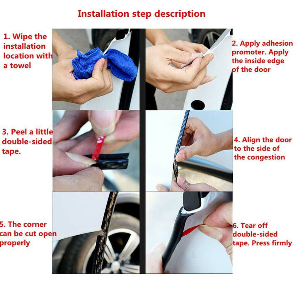 5M Carbon Fiber Car Door Moulding Scratch Protector Strip Edge Guard Trim Rubber