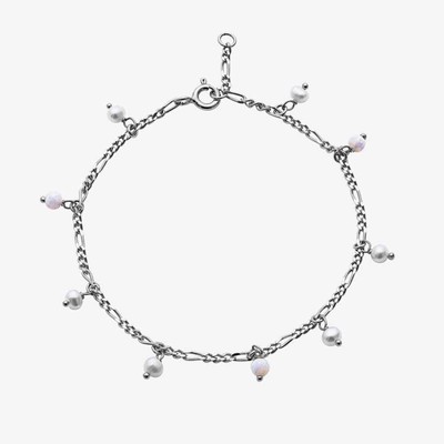Maanesten Lula Silver Freshwater Pearl & Opal Charm Bracelet 8519C