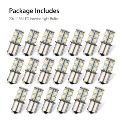 20x Super White 1156 1141 13-SMD RV Camper Trailer LED Interior Light Bulbs 12V