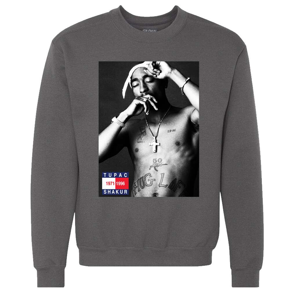 トップス 198club 2 PIECES PAC CREW NECK T-SHIRTS Tupac Shakur T-shirt 2Pac West Coast Hip Hop Rap Adult Men's