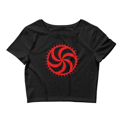 Red Deadly Swirl Spike Alchemy Symbol Women s Crop Tee