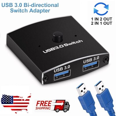Two Way USB 3.0 Switch Selector 2 in 1 out KVM Adapter Box For Printer Keyboard