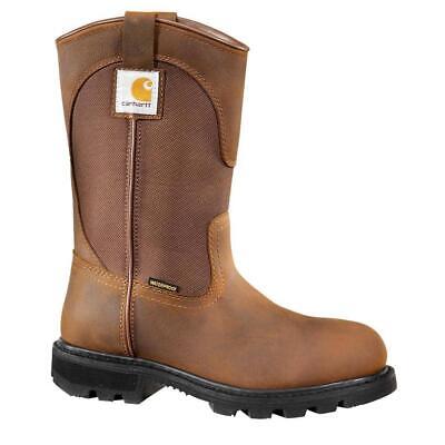 Pre-owned Carhartt Soft Toe 10"x8" Traditional Waterproof Wellington Work Boots 7.5m/brown