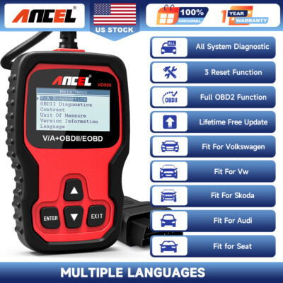 Ancel VD500 Car OBD2 Code Reader All System EPB ABS Oil Diagnostic Scanner Tool 