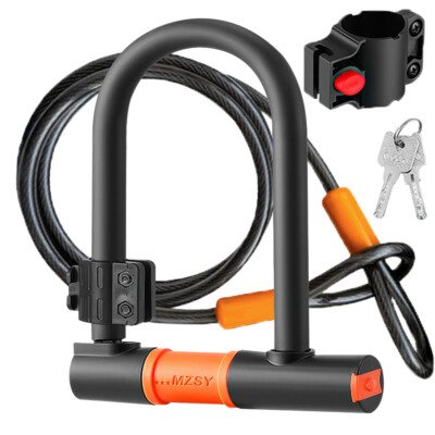 16mm Bike Lock Heavy Duty Anti Theft Bicycle U Lock w/ 4ft Security Steel Cable