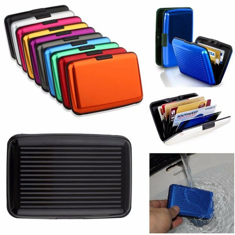 RFID Blocking Slim Metal Hard Card Case Credit Card Holder Mini Aluminum Wallets