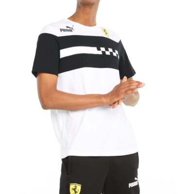 

Футболка с коротким рукавом Puma Ferrari Race Sds с круглым вырезом, мужские белые повседневные топы 5316, Белый, Puma Ferrari Race Sds Crew Neck Short Sleeve T-Shirt