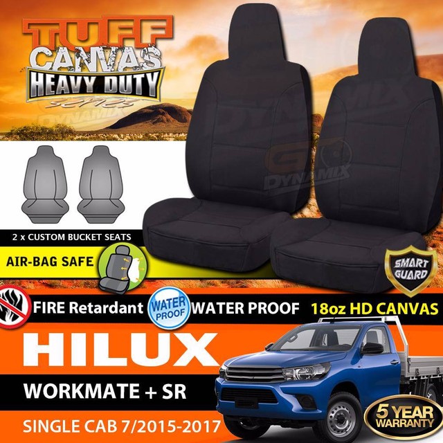 TUFF HD BLACK CANVAS Seat Covers TOYOTA HILUX SINGLE CAB WORKMATE
