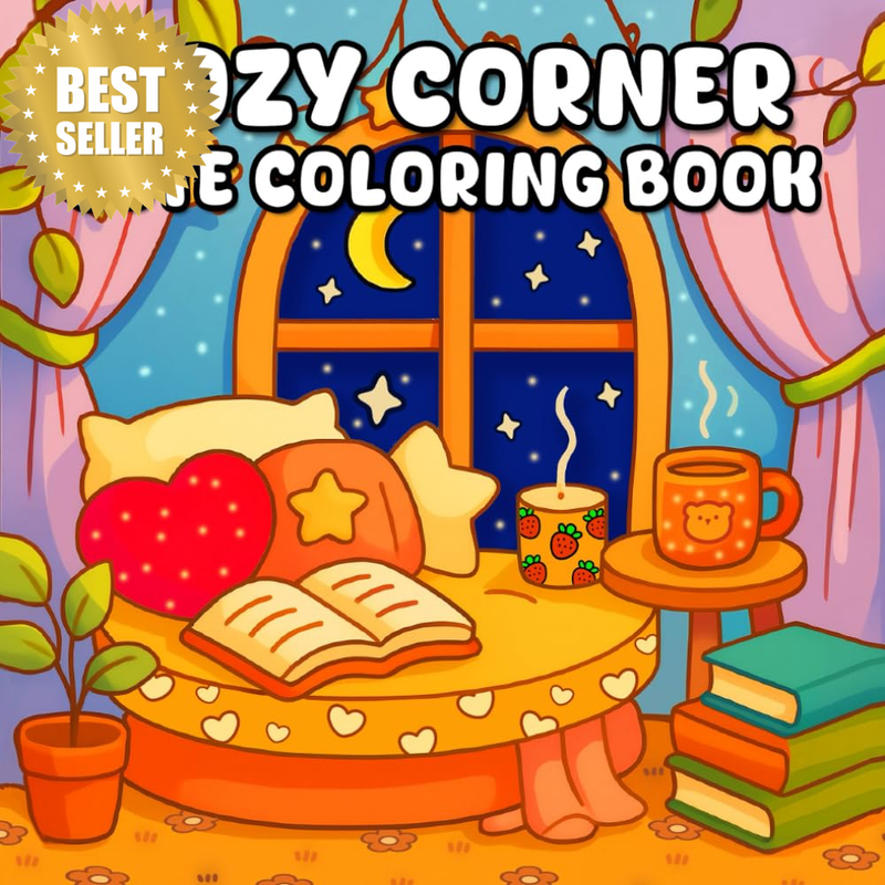 Cozy Corner: Cute Coloring Book: Comfy Coloring Book for Adults & Teens Featurin