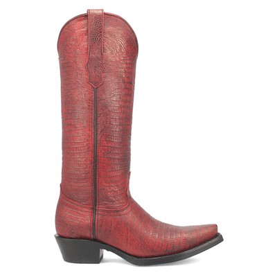 Pre-owned Dingo Athena Lizard Print Snip Toe Cowboy Womens Red Casual Boots Di241-600