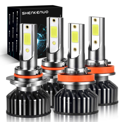 4pcs For Acura TSX 2009-2014 H11+9005 LED Headlight High Low Beam Bulbs White