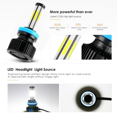 6-sides H11 LED Headlight Low Beam Bulbs Bright White 6500K 2500000LM High Power