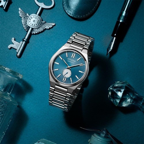 Pre-owned Citizen Automatic Tsuyosa Watch Nk5010-51l Sapphire Silver Tone Teal Dial