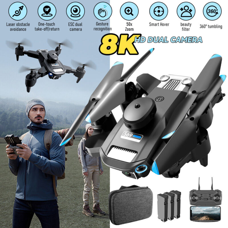 2023 Drones Quadcopter 8K GPS Drone S69 with HD Dual Camera WiFi FPV Foldable RC