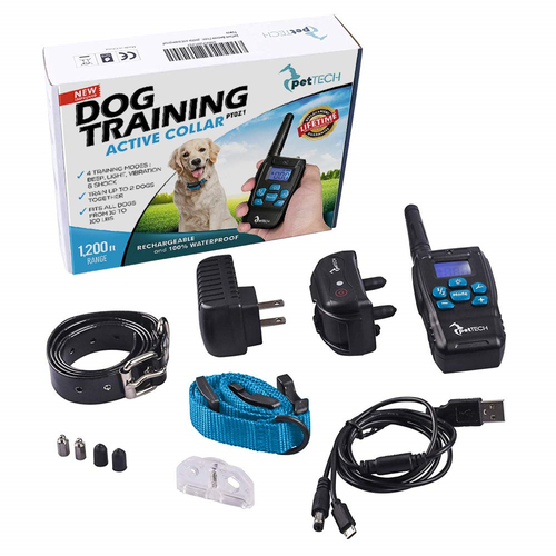 PetTech PT0Z1 Premium Dog Training Shock Collar, Fully Waterproof, 1200ft Range