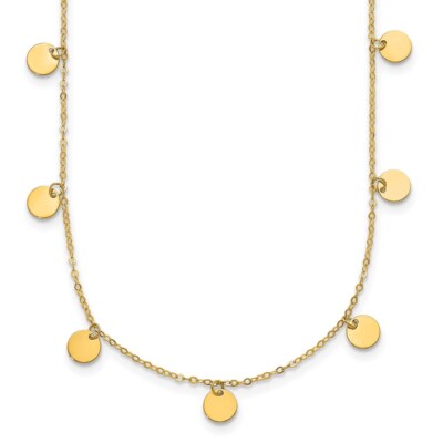Pre-owned Diamond2deal 14k Yellow Gold Circle Dangle Discs With 18" Chain Necklace 1.81gram
