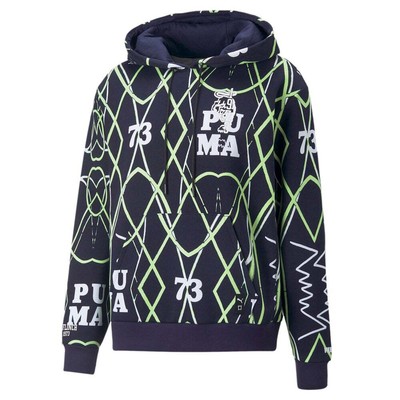 

Пуловер с капюшоном с принтом Puma Run It Back мужская синяя повседневная верхняя одежда 53647801, Синий
