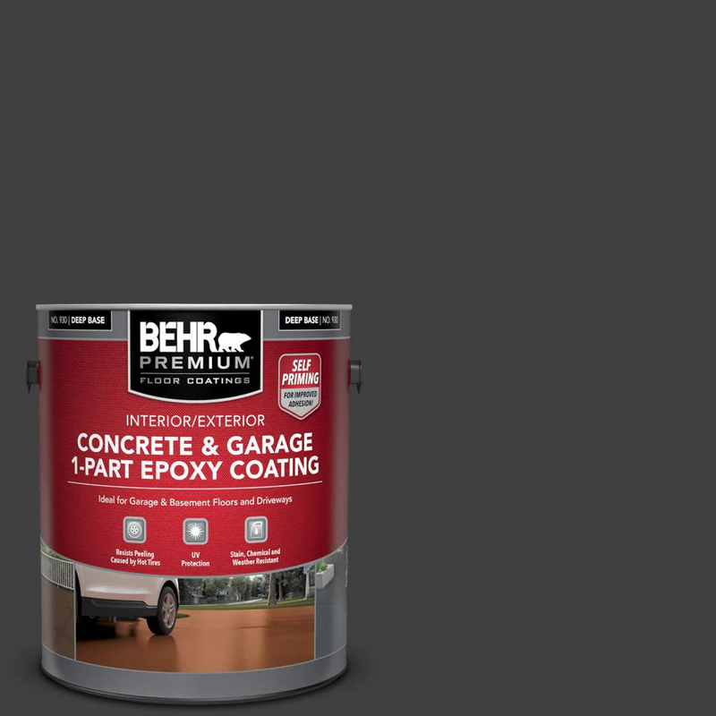 1/ 5 Gal Floor Paint Jet Black Epoxy Concrete For Garage Basement Patio Driveway