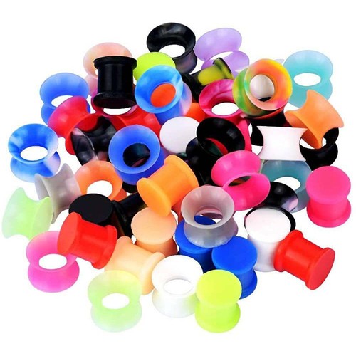 Lots/pcs-Soft-Silicone-Ear-Gauges-Ear-Skin-Tunnels-Earlets-Plugs-Random-Colorful